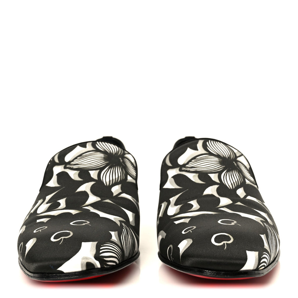 Satin Petunia Mens Dandelion Flat Loafers 42 Black White