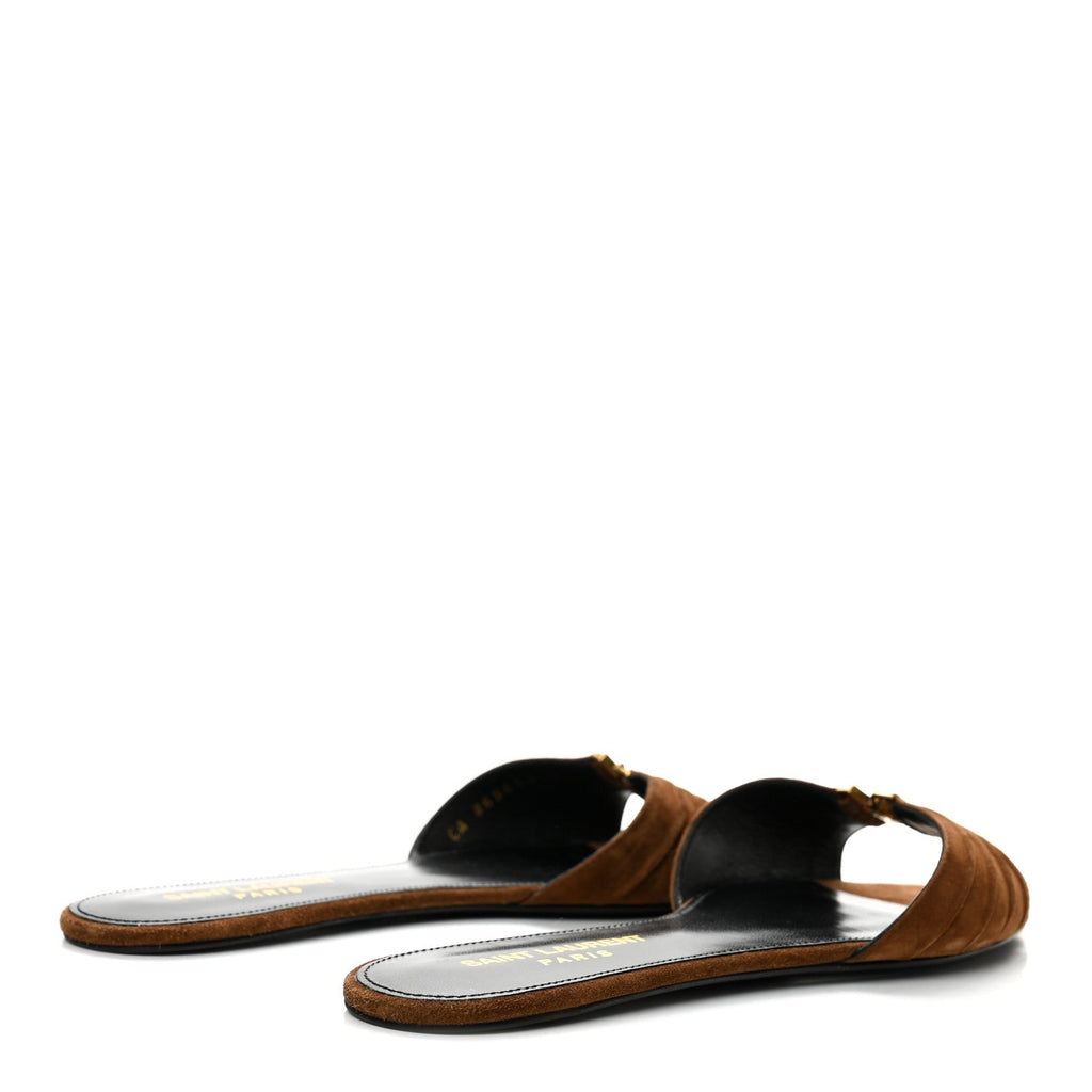 Suede Babylone Slide Sandals 36.5 Dark Havana