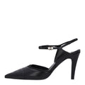 Iridescent Lambskin Pointed Cap Toe CC Slingback Pumps 37.5 Black