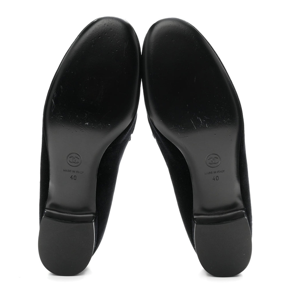 Velvet Moccasin Loafers 40 Black