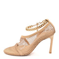 Mesh Calfskin Chain Stretch Pumps 38 Beige