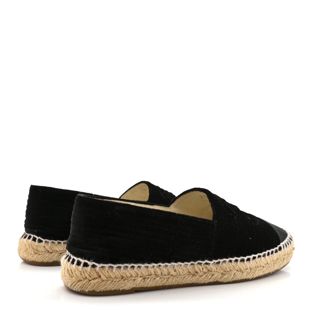 Velvet Grosgrain CC Espadrilles 38 Black