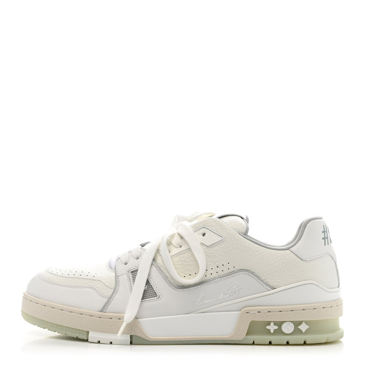 Calfskin Mens LV Trainer Sneakers 9 White