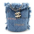Denim Quilted Mood Mini Bucket With Chain Blue Multicolor