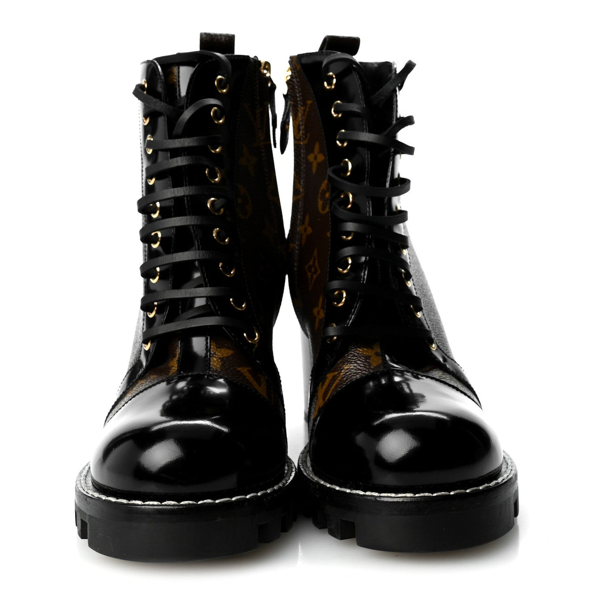 Patent Calfskin Monogram Star Trail Ankle Boots 41 Black