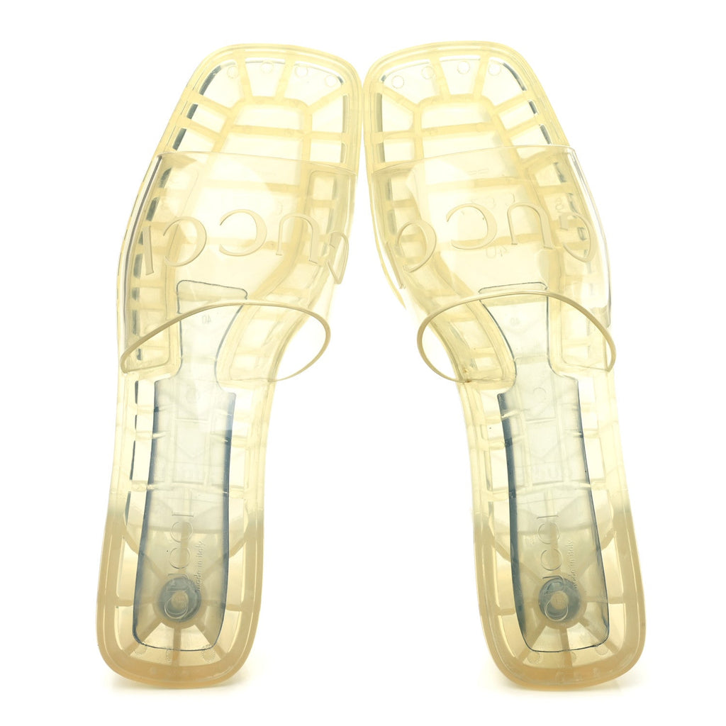 Rubber Gucci Logo Womens Platform 20/60mm Slide Sandals 40 Transparent