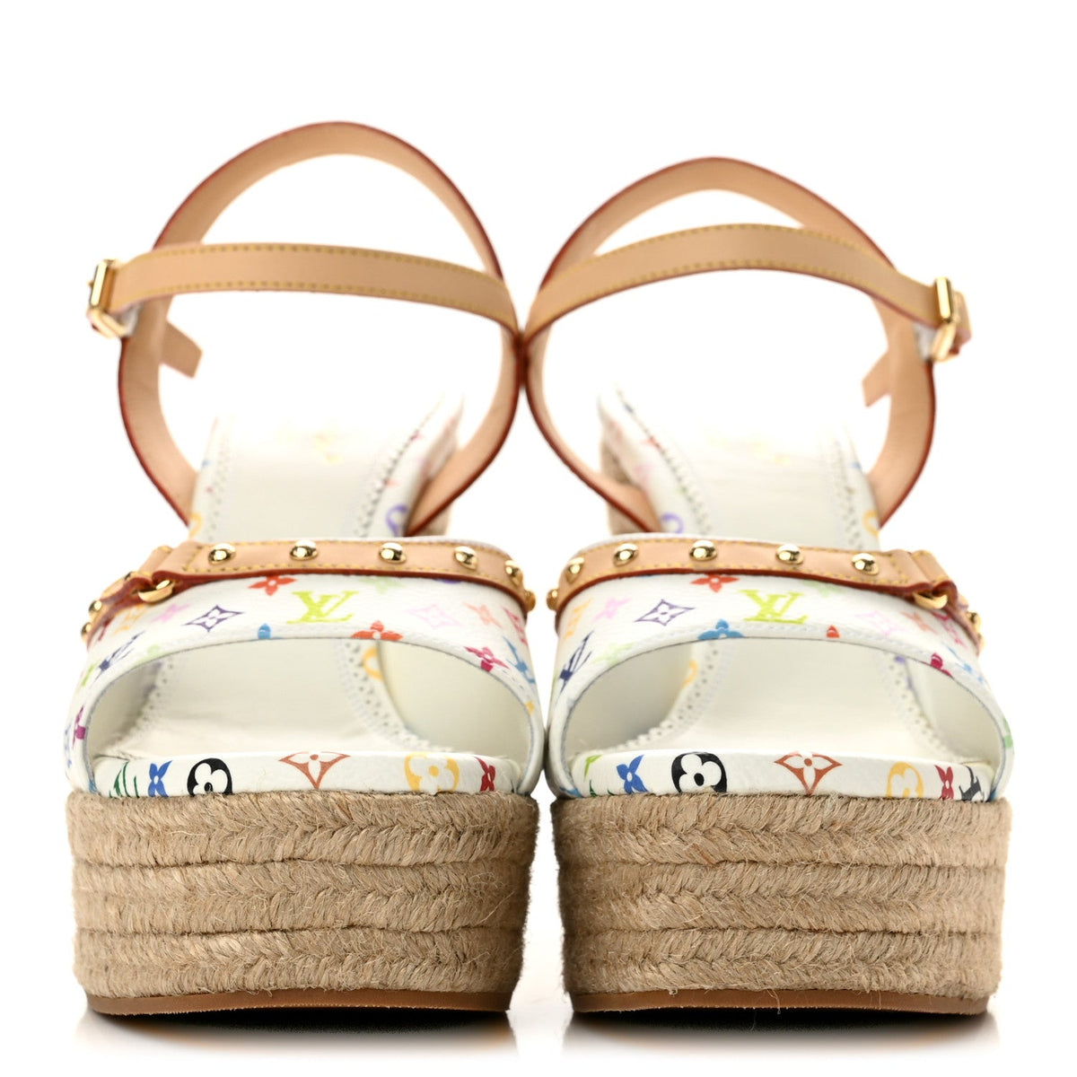 LV X TM Monogram Multicolor Helios Wedge Sandals 40 White