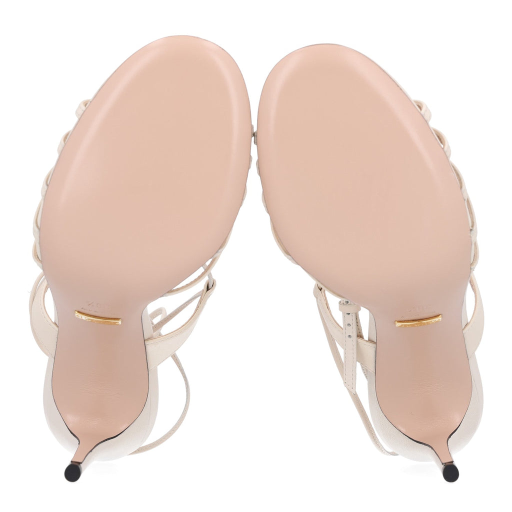 Malaga Kid Crystal Strappy Horsebit Sandals 38.5 Mystic White