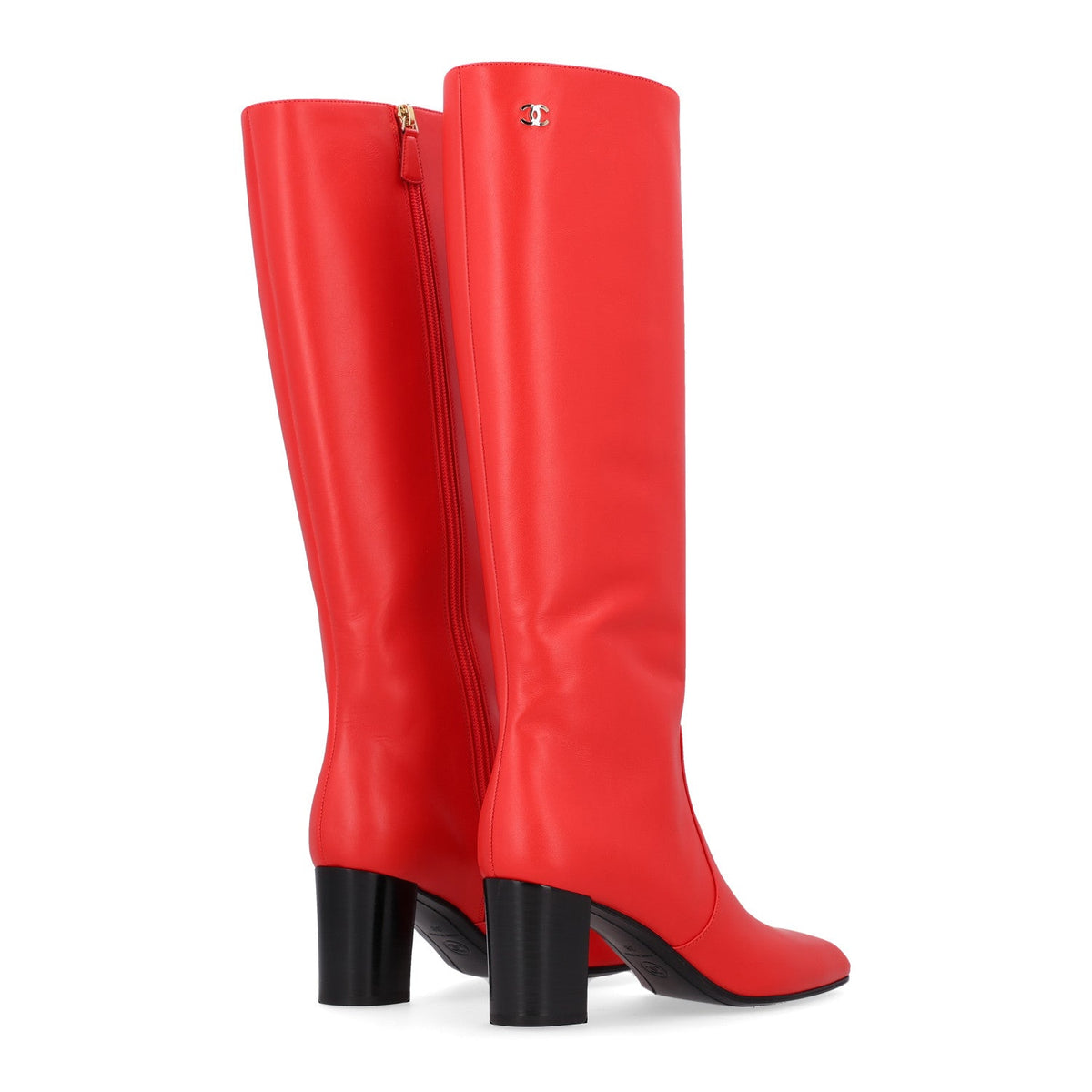 Calfskin High Boots 38 Red