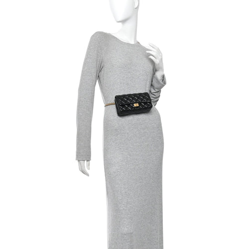 Aged Calfskin Quilted 2.55 Reissue Flap Belt Bag Clutch Black