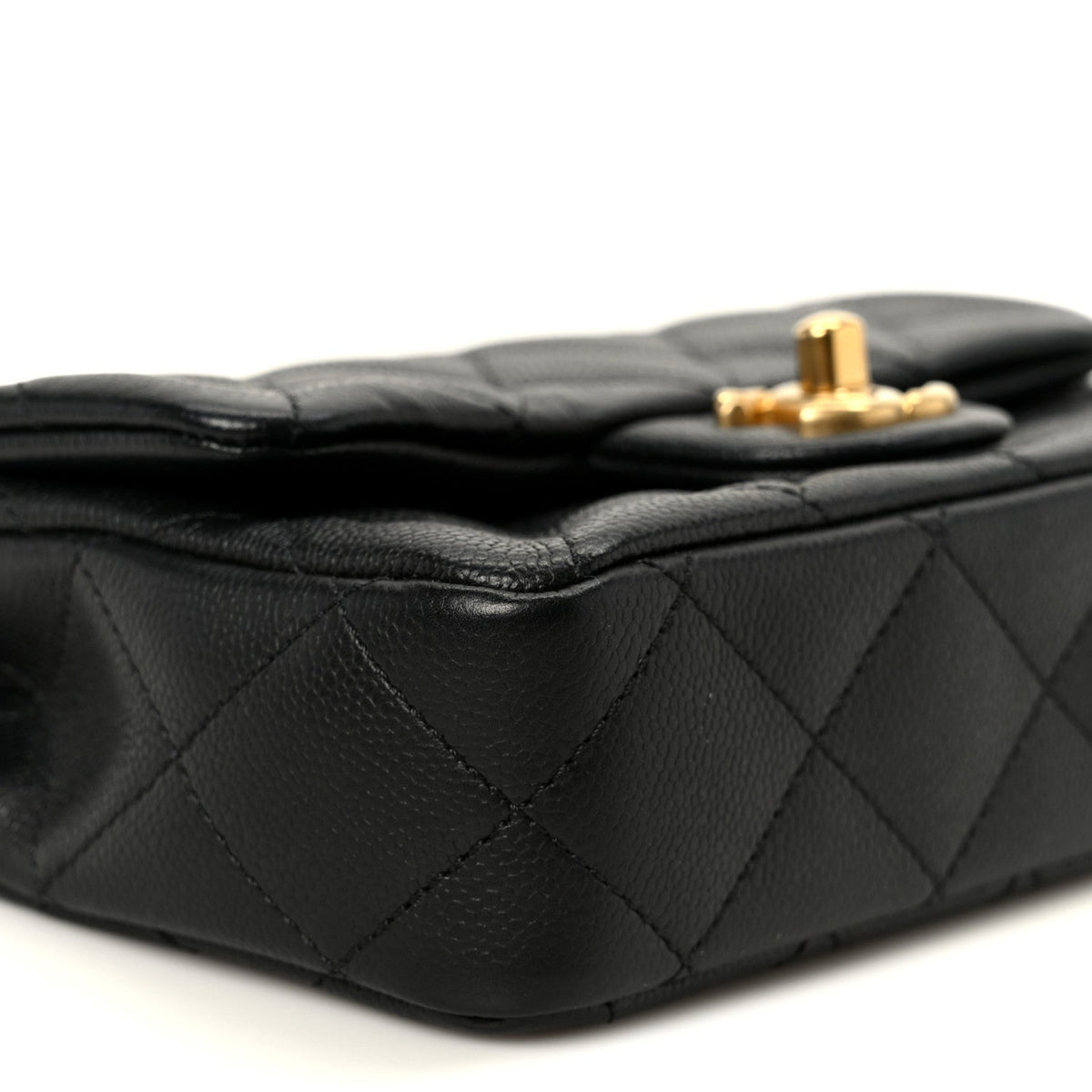 Caviar Quilted Mini Sweetheart Rectangular Flap Black