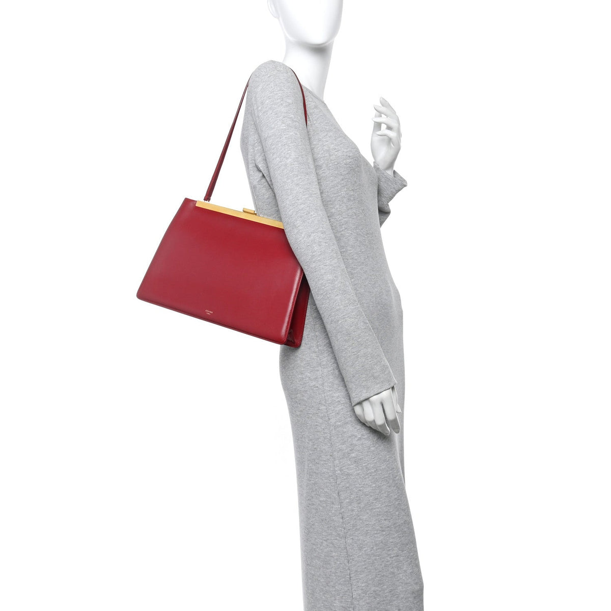 Patina Box Calfskin Medium Clasp Bag Scarlet