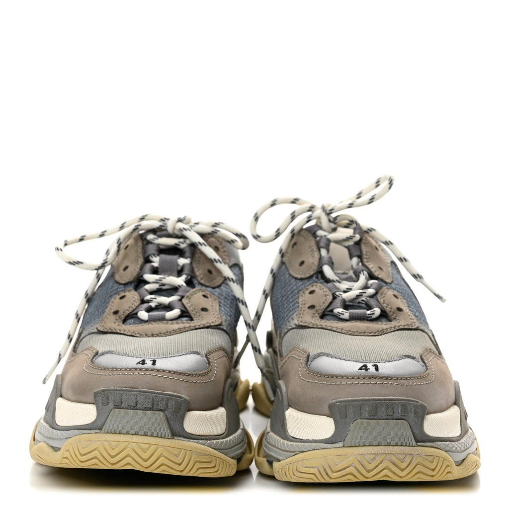 Fabric Mesh Mens Triple S Sneakers 8 Grey Multicolor