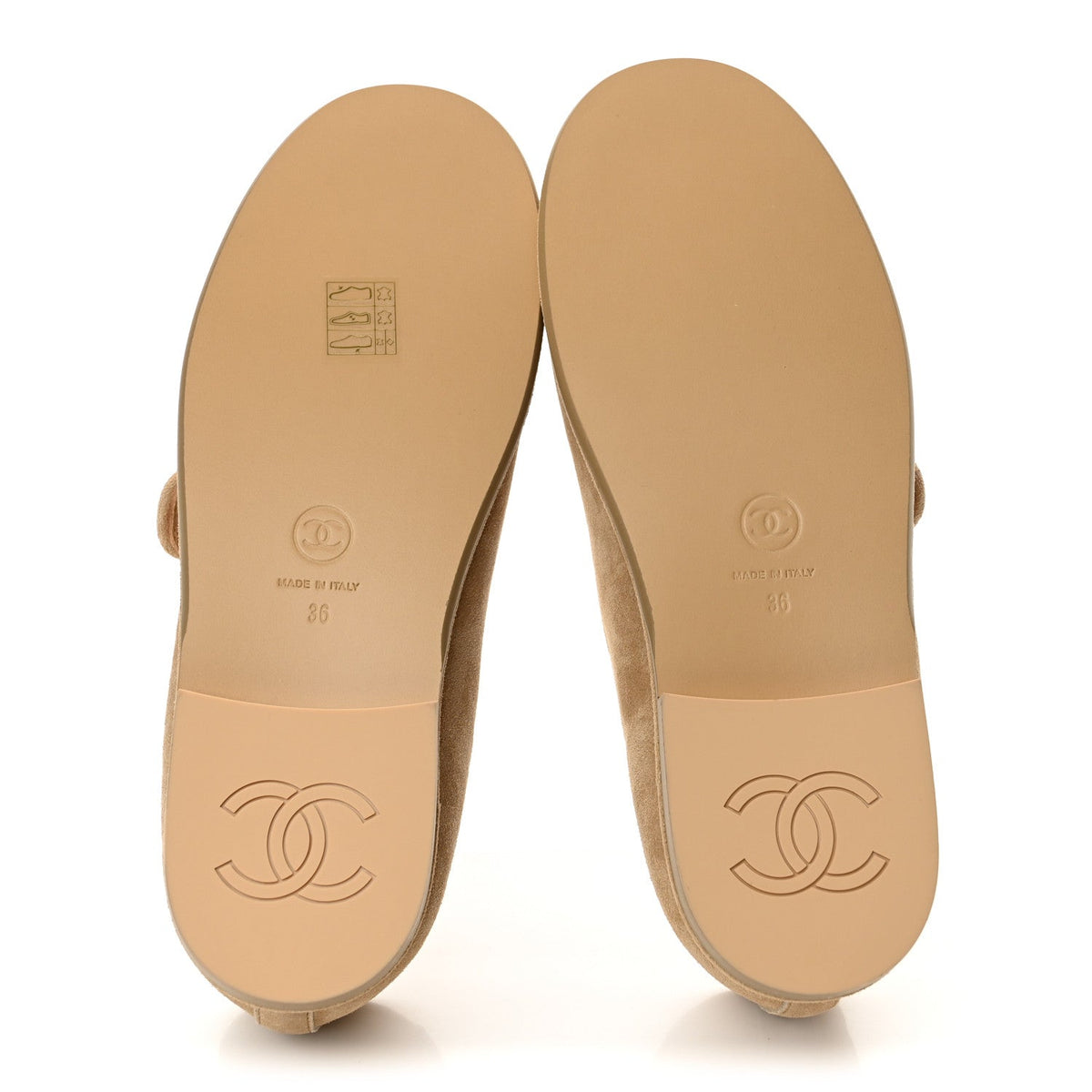 Suede Cap Toe CC Mary Jane Flats 36 Beige