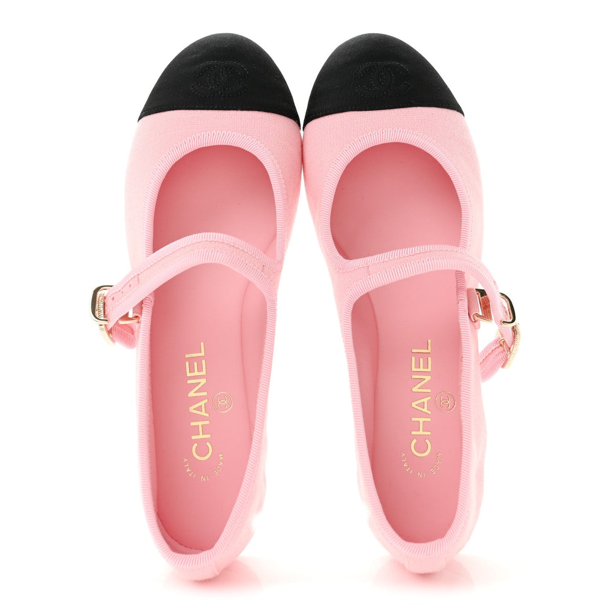 Fabric Grosgrain Mary Jane Flats 38.5 Light Pink Black