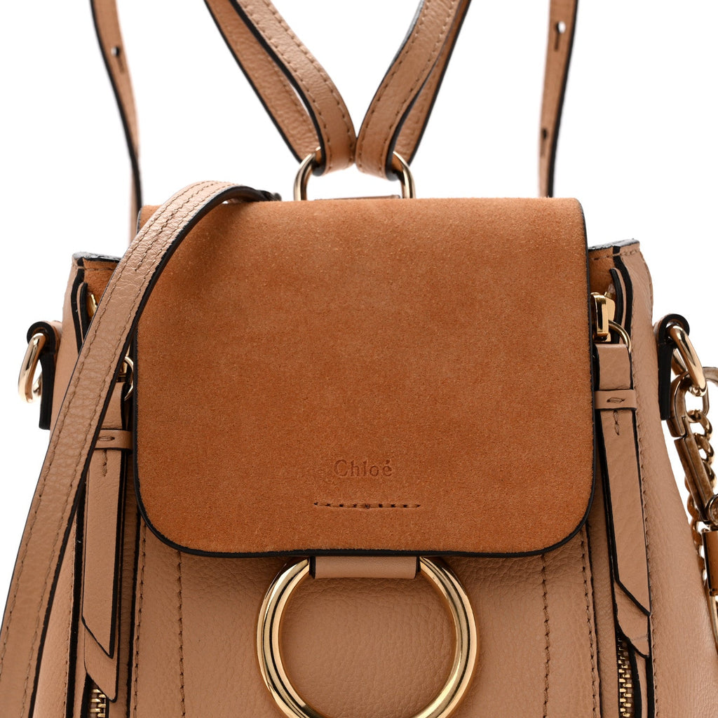 Suede Calfskin Mini Faye Backpack Blush Nude