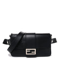 Vitello Grace FF Gradient Embossed Belt Baguette Bag Black