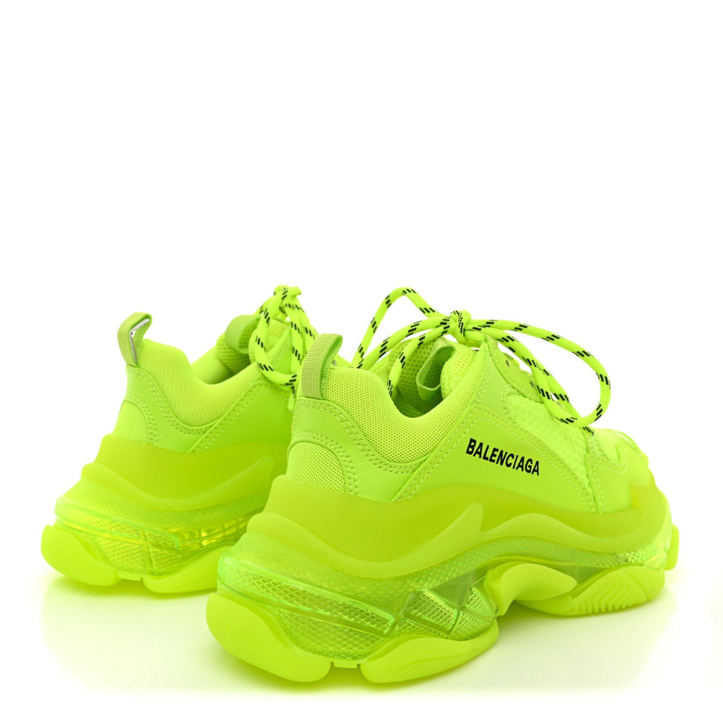 Fabric Mesh Clear Sole Womens Triple S Sneakers 37 Fluo Yellow