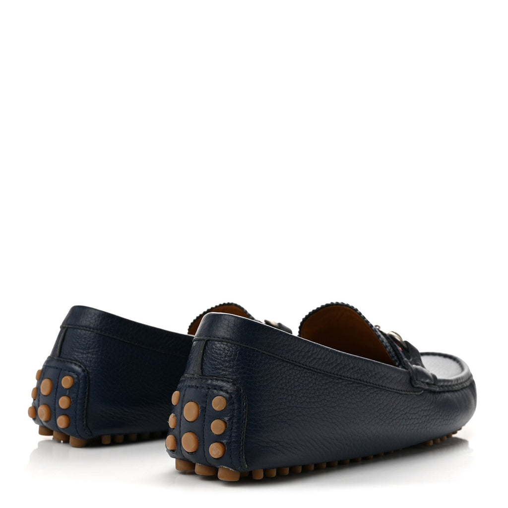 Road Calfskin Web Mens Horsebit Driver Loafers 9 Maritime