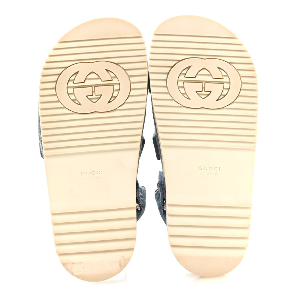 New Denim Delave GG Monogram Womens Dad Sandals 36 Light Blue Avion