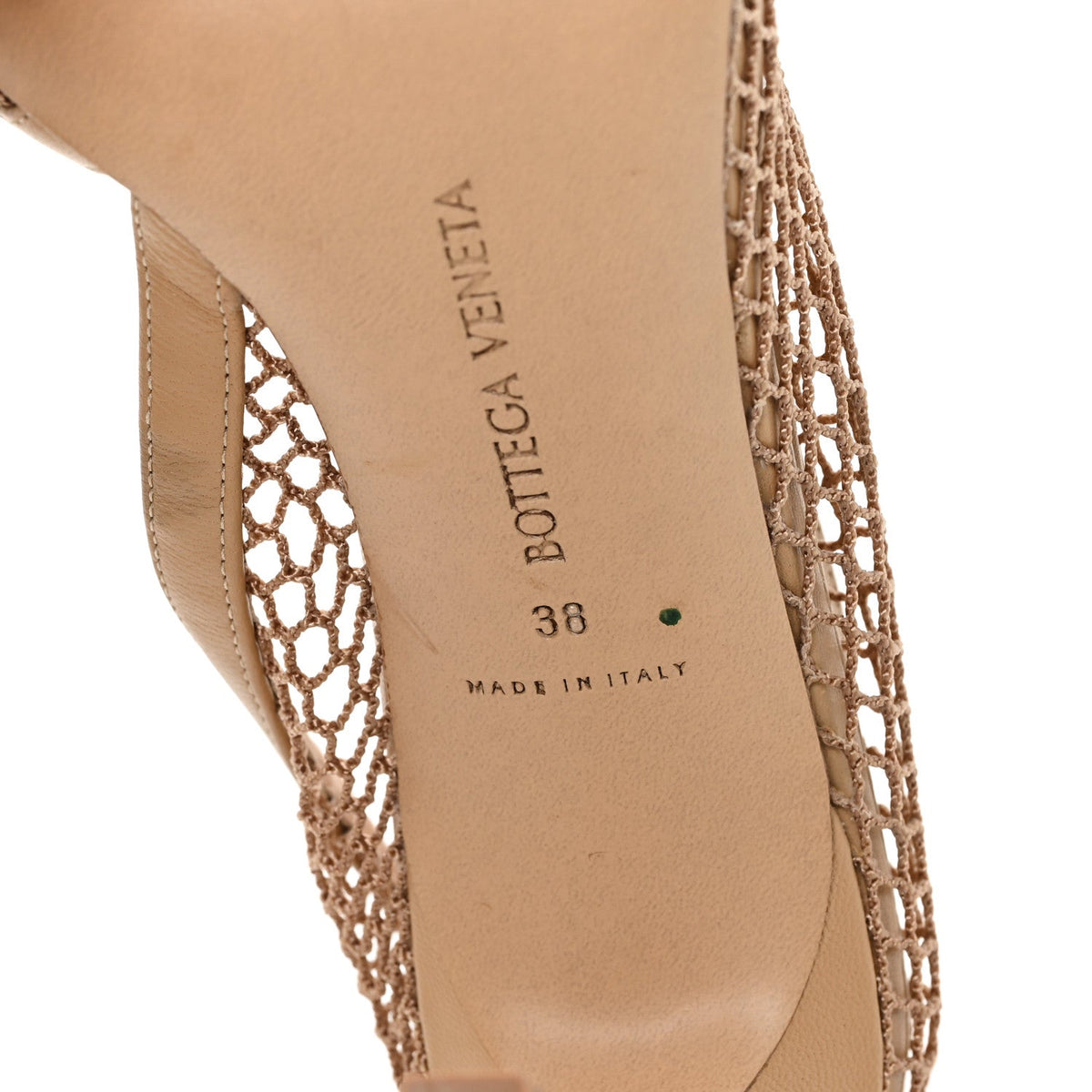 Mesh Calfskin Chain Stretch Pumps 38 Beige
