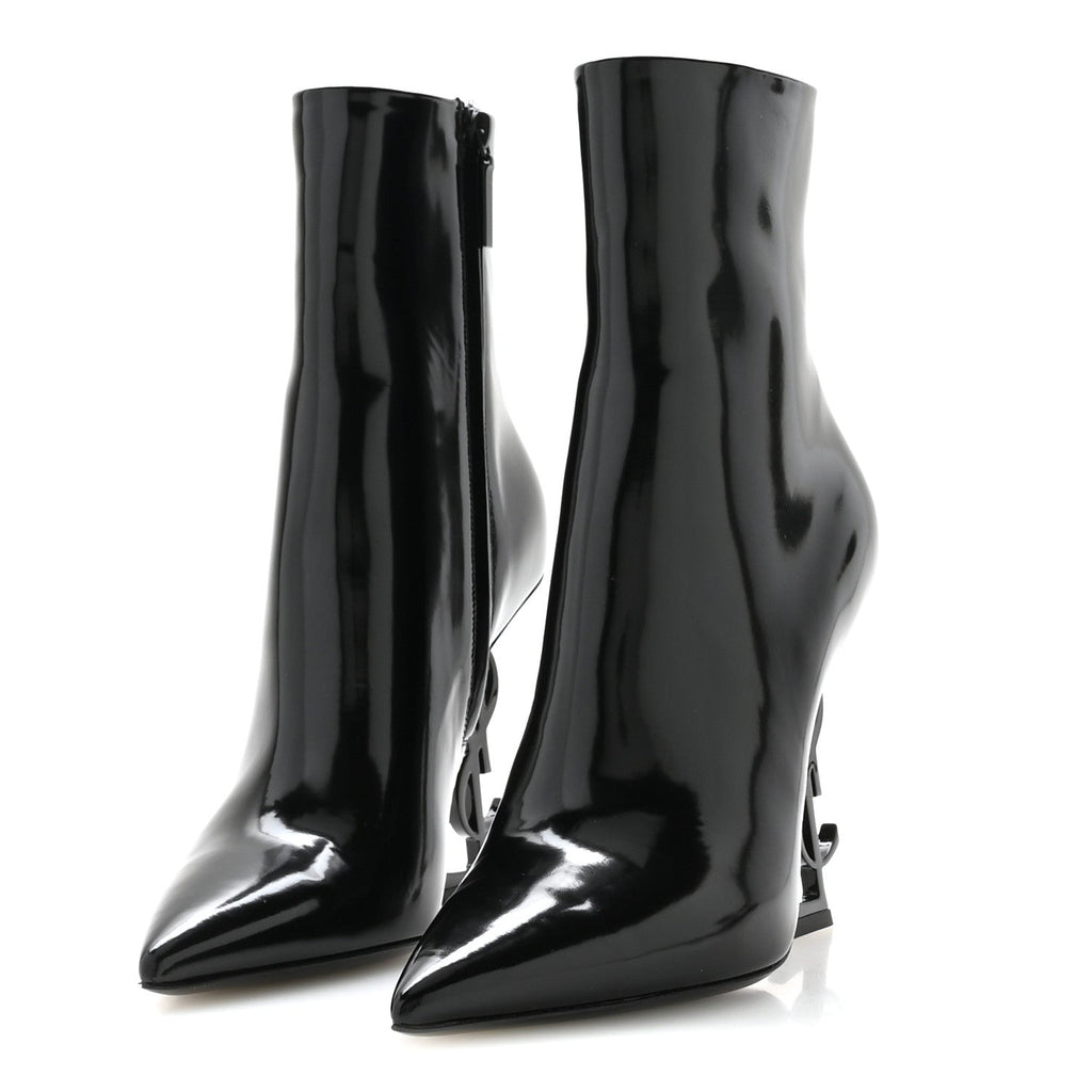 Glazed Calfskin Opyum Ankle Boots 37 Black