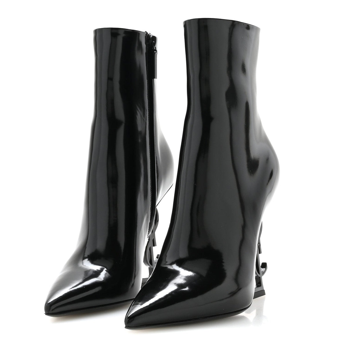 Glazed Calfskin Opyum Ankle Boots 37 Black