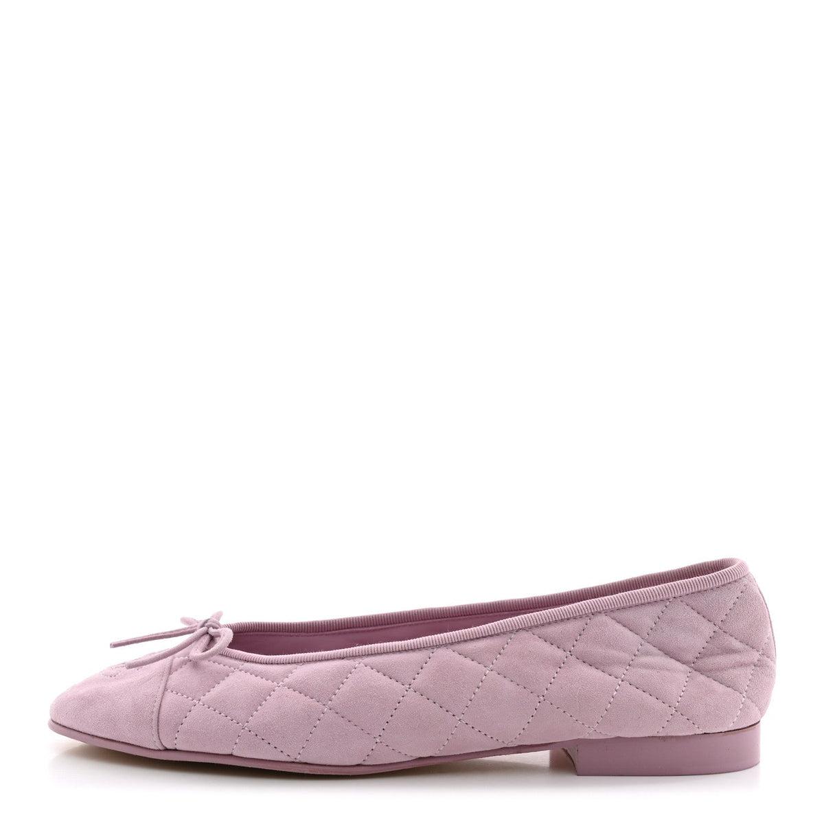 Suede Quilted Cap Toe CC Ballerina Flats 38.5 Light Pink