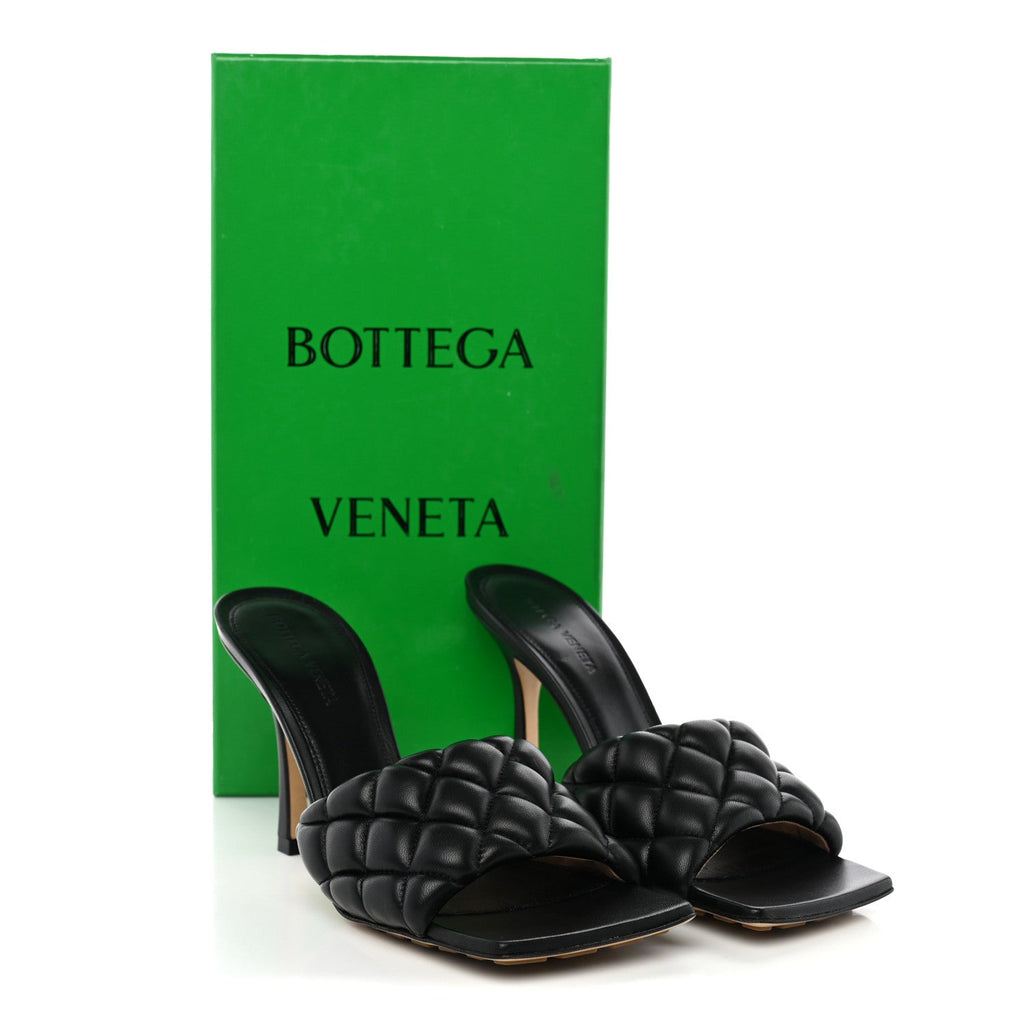 Nappa Matelasse Padded Mule Sandals 39 Black