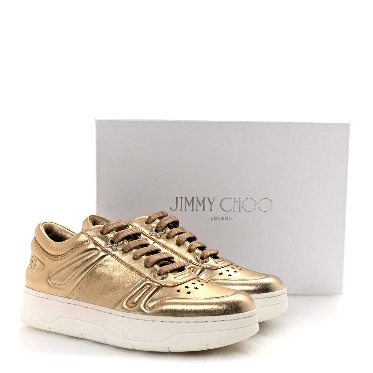 Metallic Calfskin Hawaii/F Ier Sneakers 37.5 Gold
