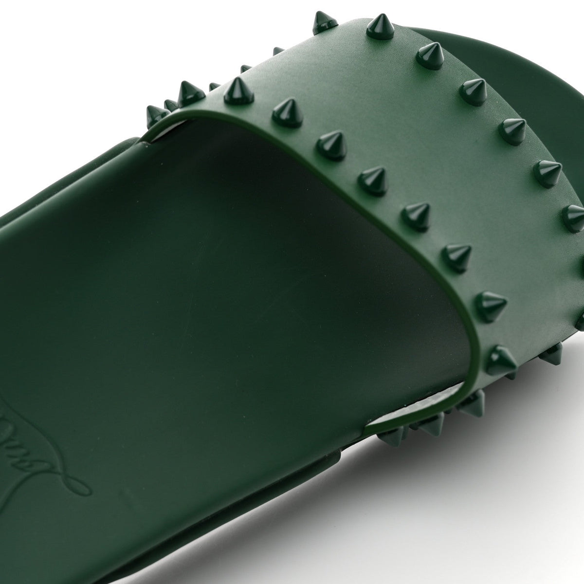 Calfskin Studded Pool Fun Platform Flat Slide Sandals 35 Green