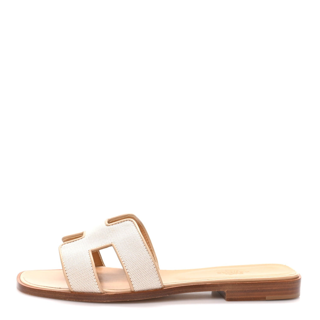 Linen Canvas Oran Sandals 38 Beige