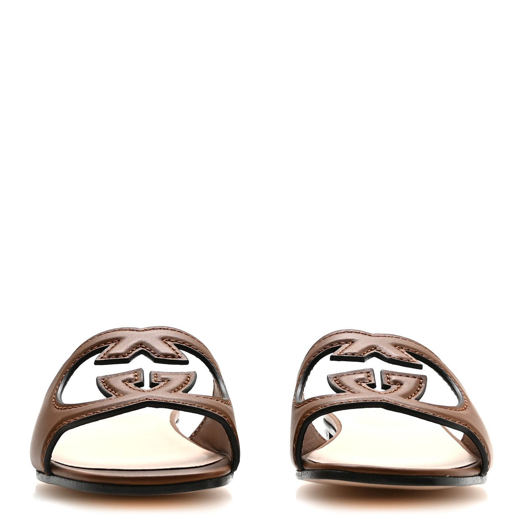 Cosmos Softy Calfskin Interlocking G Cut Out Slide Sandals 36.5 Cuir