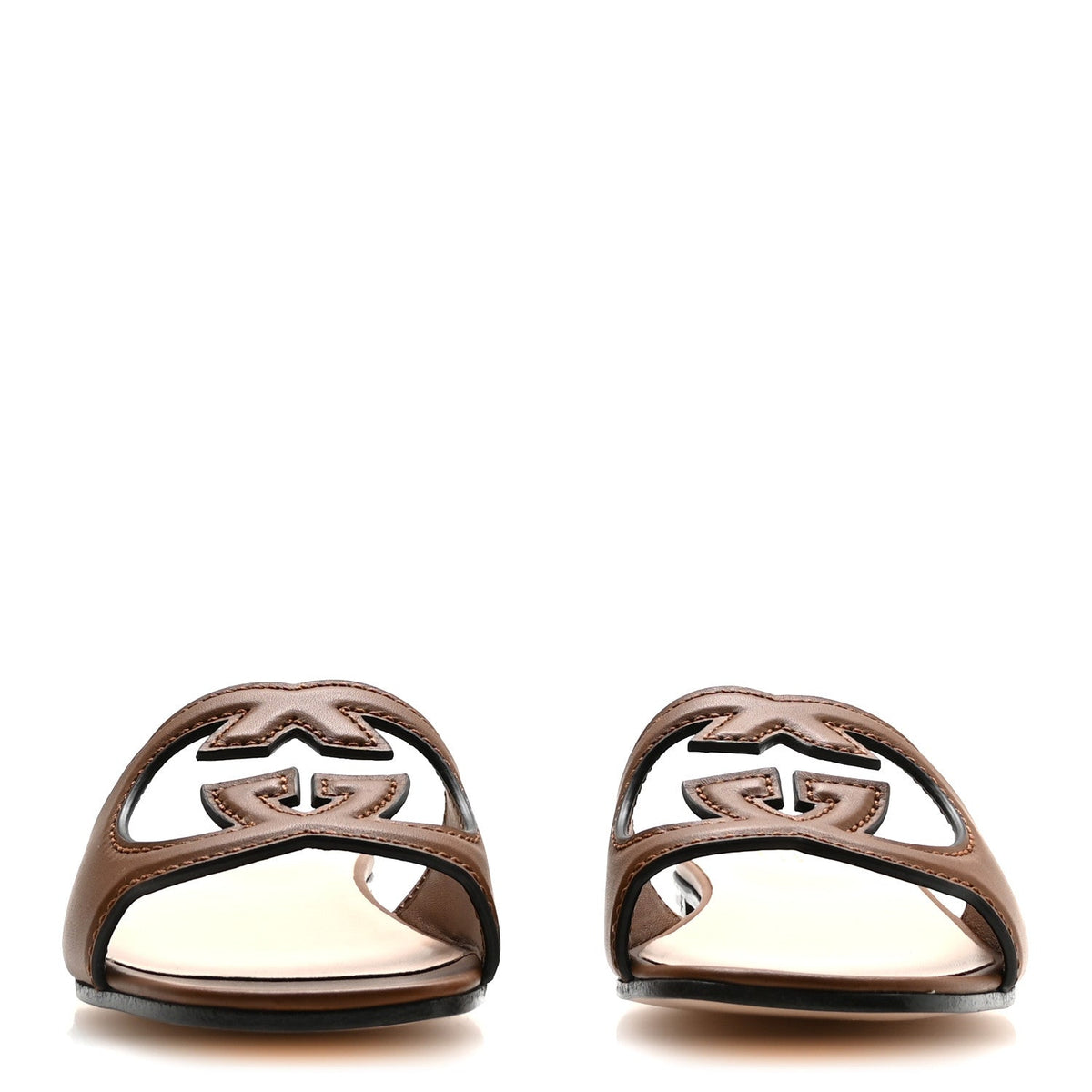 Cosmos Softy Calfskin Interlocking G Cut Out Slide Sandals 36.5 Cuir