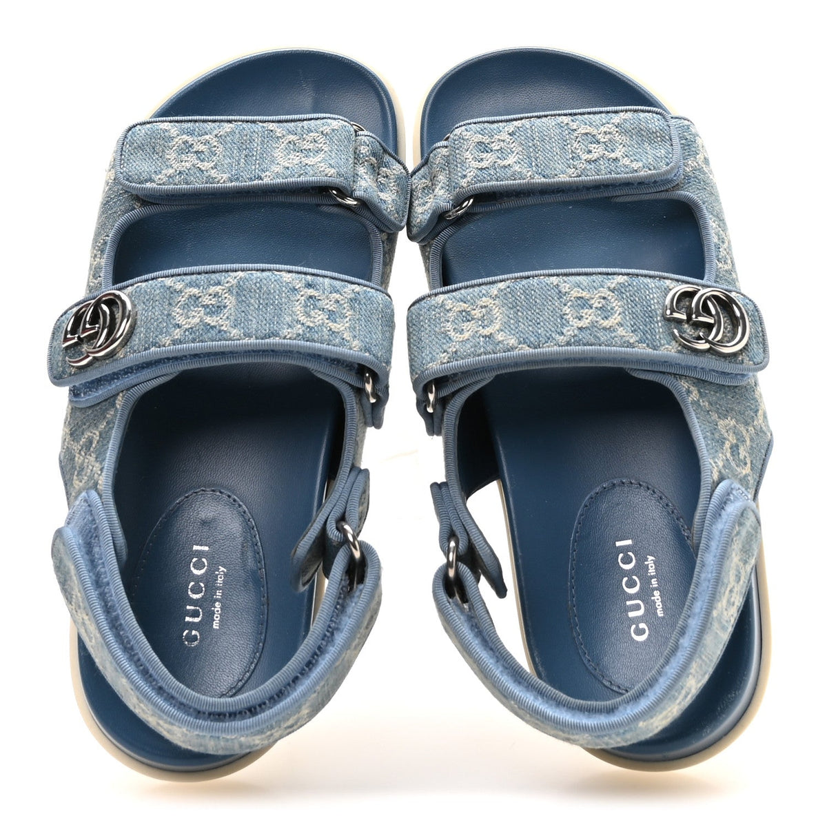 New Denim Delave GG Monogram Womens Dad Sandals 36 Light Blue Avion