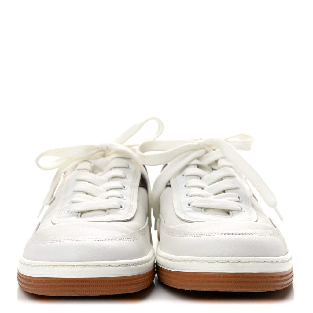 Calfskin Patent Womens CC Sneakers 38 White Burgundy Beige