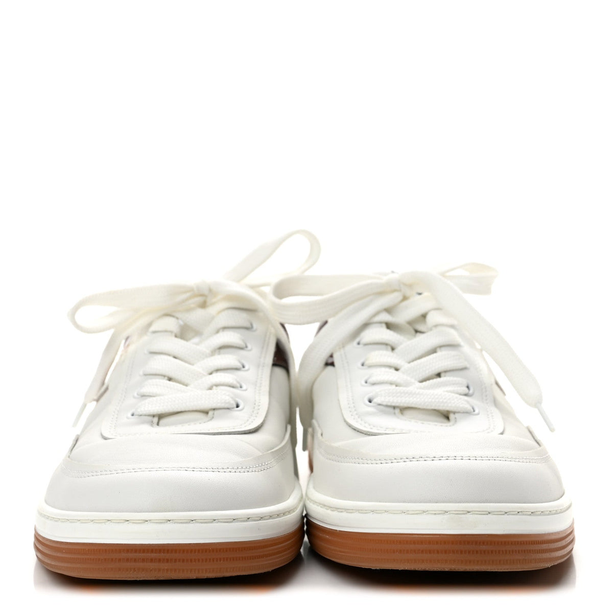Calfskin Patent Womens CC Sneakers 38 White Burgundy Beige