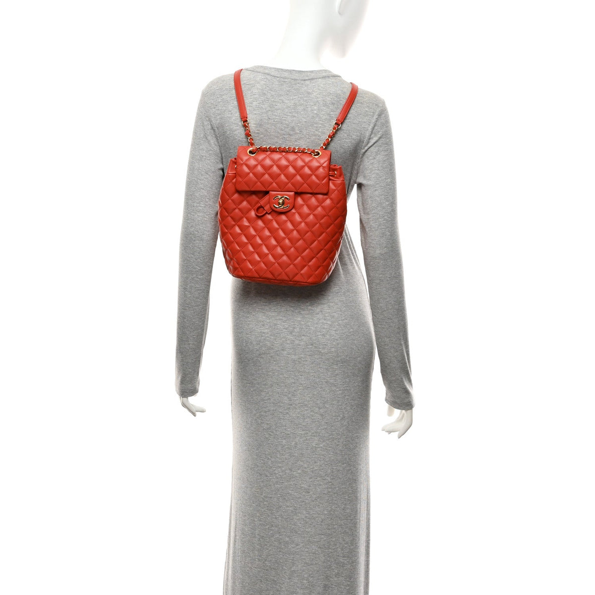 Lambskin Quilted Small Urban Spirit Backpack Red