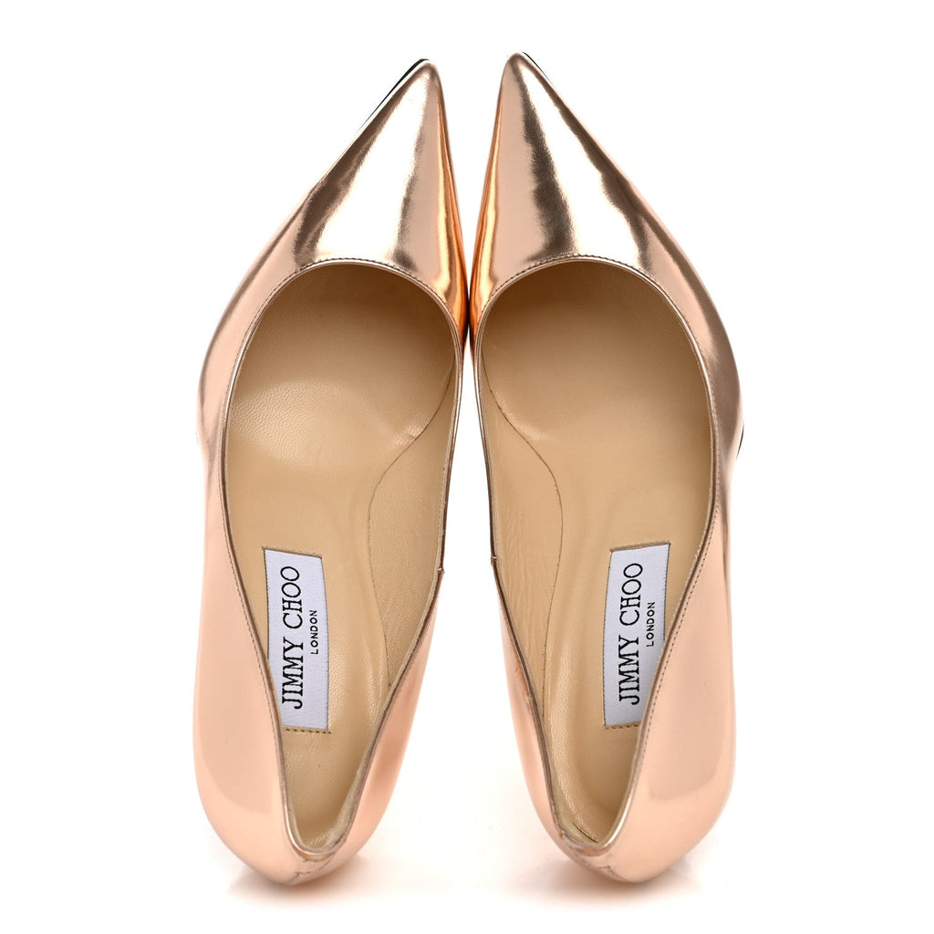 Metallic Mirror Calfskin Pointy Toe Abel Pumps 37 Blush