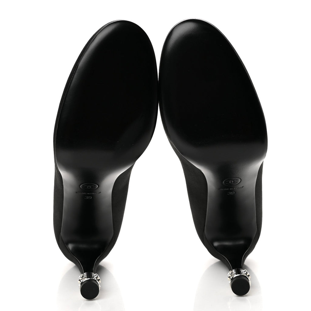 Satin Crystal Mary Jane Pumps 39 Black