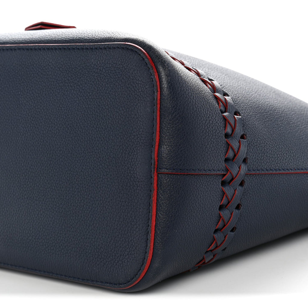 Soft Calfskin Braided Lockme Bucket Marine Rouge