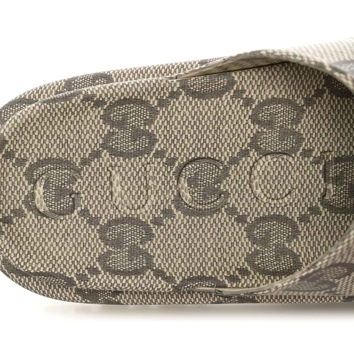 Cubic Rubber GG Monogram Womens Interlocking G Platform 42mm Slide Sandals 36 Beige Ebony