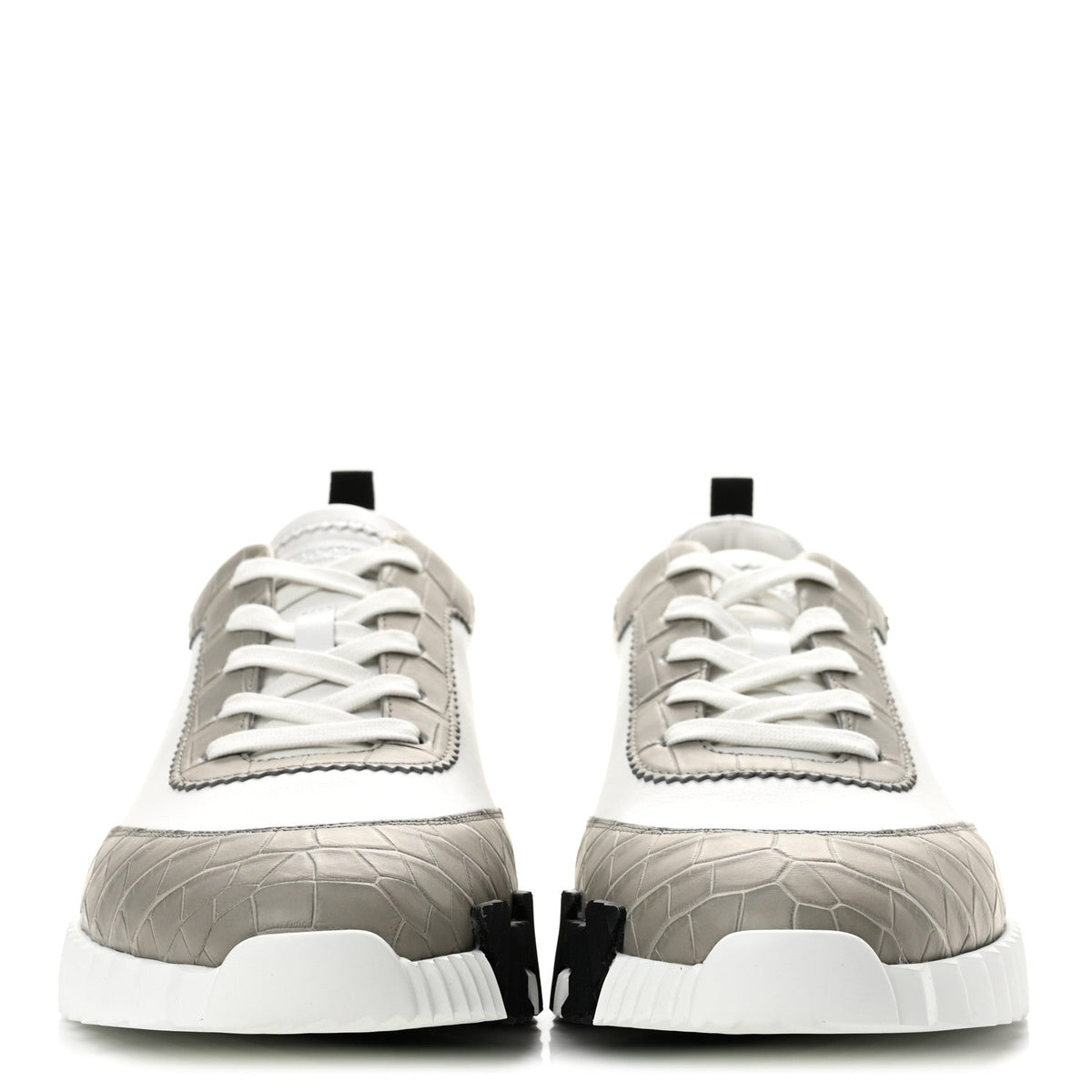 Goatskin Matte Alligator Mens Bouncing Sneaker 44 White Gris Perle