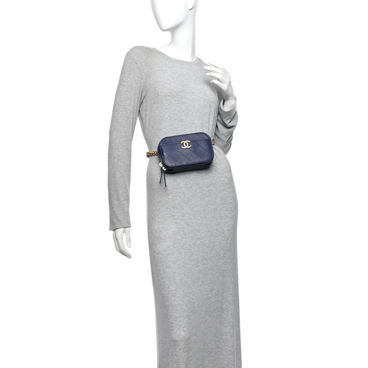 Caviar Quilted Waist Bag Navy Blue