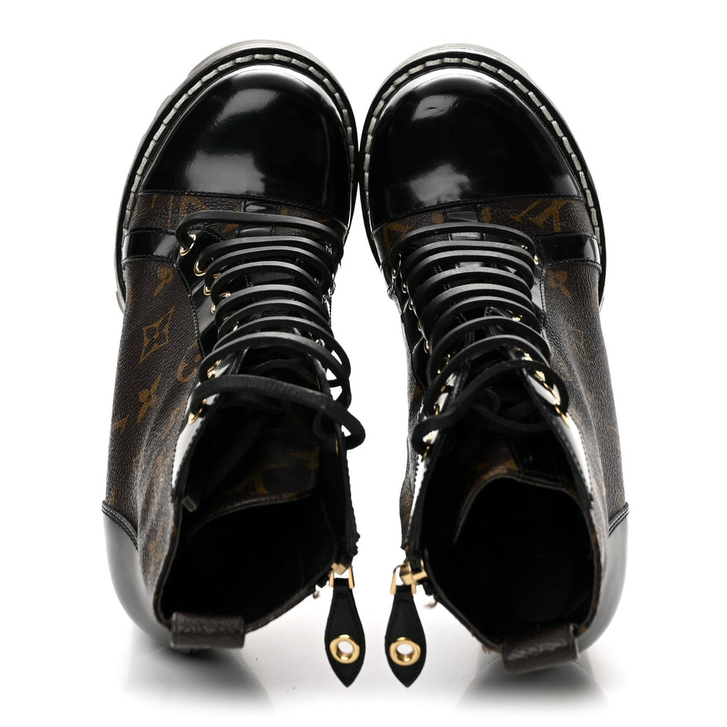 Patent Calfskin Monogram Star Trail Ankle Boots 37 Black