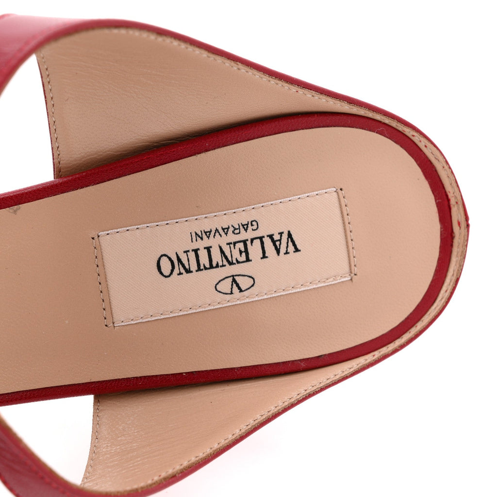 Calfskin Rockstud Ankle Strap 100mm Pumps 37 Red
