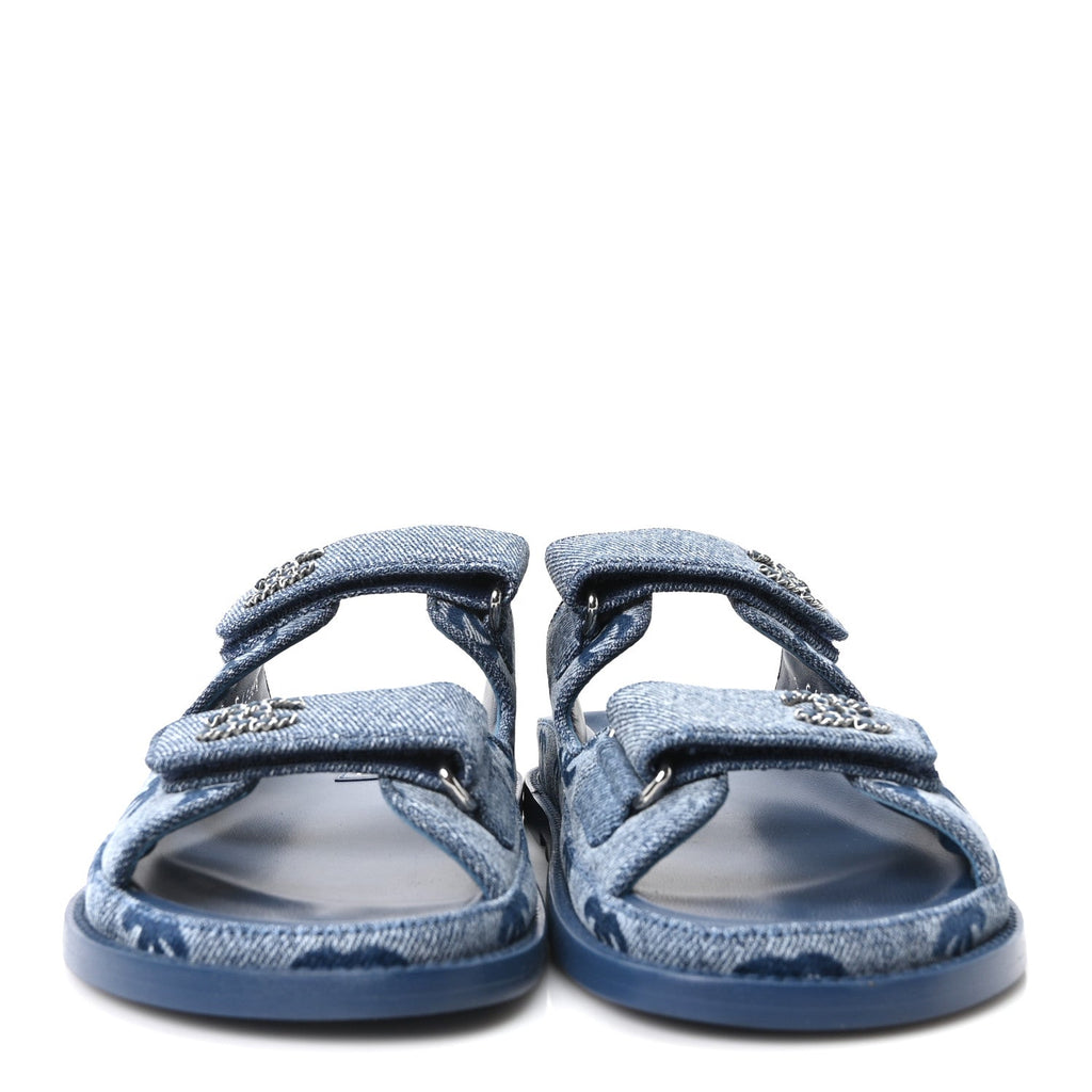 Denim CC Velcro Dad Chain CC Slide Sandals 36.5 Blue