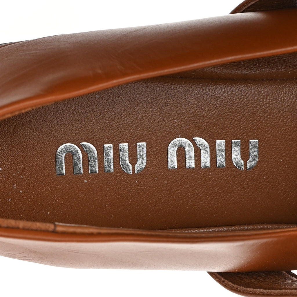 Calfskin Mary Jane Ballerina Flats 36 Cognac