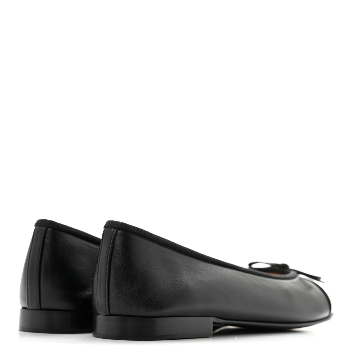 Lambskin Patent Cap Toe Ballerina Flats 39.5 Black