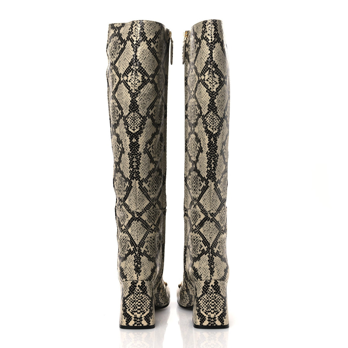 Calfskin Snakeskin Embossed Charlotte Horsebit 55mm Knee High Boots 38.5 Multicolor